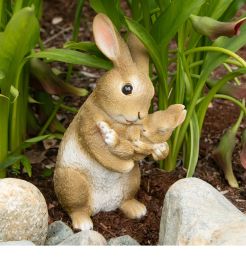 MOM AND BABY RABBIT FIGURINE