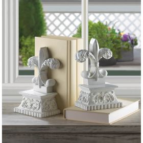 Elegant Fleur-de-Lis Bookends - Decorative French Style Book Holders for Home and Office Decor