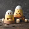 Set of Two Terra Cotta Candy Corn Luminaries