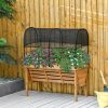 Fir Wood Elevated Outdoor Raised Garden Bed Planter Box with Shade Cover