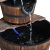 Outdoor 2-Tier Solid Wood Whisky Barrel Waterfall Fountain with Electric Pump