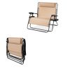 2 Person Tan Extra Wide Zero Gravity Chair Lounger with Cup Holders Headrest