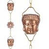 8.5 ft. Buddha Head Cups and Ohm Ornaments Copper Rain Chain Gutter Downspout