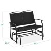 2 Seat Mesh Patio Loveseat Swing Glider Rocker with Armrests in Black