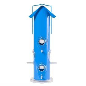 Outdoor Patio Garden 6-Perch Metal Tube Bird Feeder in Blue