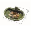 Green Glazed Ceramic Fountain Bird Bath with Frog and Solar Pump