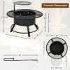 Camping Outdoor Wood Burning Fire Pit with Swivel BBQ Grill Grate