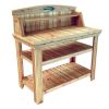 Natural Cedar Wood Potting Bench Garden Work Table with Shelves