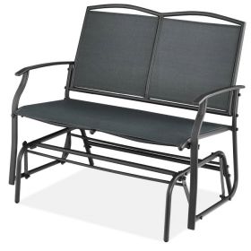 2 Seat Mesh Patio Loveseat Swing Glider Rocker with Armrests in Charcoal