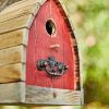 Vintage Farmhouse Style Red Solid Wood Outdoor Birdhouse