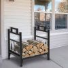 1.5 Ft. Black Metal Firewood Log Rack with Deer Pattern