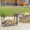 Indoor/Outdoor Heavy Duty Steel Firewood Storage w/ Kindling Holders, Shovel