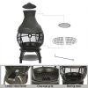 45-inch Black Cast Iron and Steel Outdoor Fire Pit Chimenea