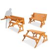 Outdoor Interchangeable 2 in 1 Multi-Use Wooden Picnic Table Garden Bench Umbrella Hole