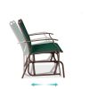 2 Seat Mesh Patio Loveseat Swing Glider Rocker with Armrests in Hunter Green