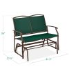 2 Seat Mesh Patio Loveseat Swing Glider Rocker with Armrests in Hunter Green