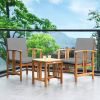 3-Piece Solid Wood Outdoor Patio Furniture Chairs Table Set with Grey Cushions