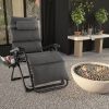 Grey Zero Gravity Adjustable Lounge Chair Removable Cushion Cup Holder Tray