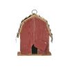 Outdoor Red Wood and Metal Barn Style Hanging Bird House