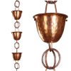 Hammered Copper Cups 8.5-Feet Rain Chain Rain Gutter Downspout Alternative