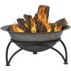 23.5 inch Wood-Burning Small Cast Iron Fire Pit Bowl with Stand