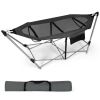 Grey Portable Camping Foldable Hammock with Stand and Carry Case