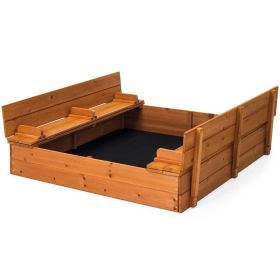 Sturdy Brown Cedar Kids Complete Seated Bench Sandbox