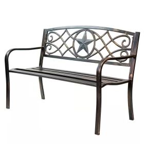 Powder Coated Steel 4-ft. Outdoor Patio Garden Bench in Bronze Metal Finish