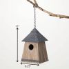 Outdoor Garden Patio Grey Natural Wood Hanging Bird House