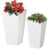 Set of 2 Modern Lightweight Outdoor Patio Flower Pot Planter Box in White