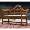 Solid Wood Outdoor Lattice Back Garden Bench with Armrests in Natural Finish