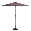 Tan 9-Ft Patio Umbrella with Steel Pole Crank Tilt and Solar LED Lights