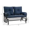 Outdoor Garden Patio Rocking Glider Chair Loveseat with Navy Blue Cushions