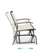 2 Seat Mesh Patio Loveseat Swing Glider Rocker with Armrests in Off White