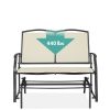 2 Seat Mesh Patio Loveseat Swing Glider Rocker with Armrests in Off White