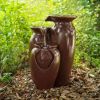 Outdoor Garden Patio 3-Tier Burgundy Red Ceramic-Look Polyresin Water Fountain