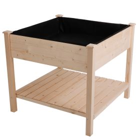 FarmHome Square Fir Wooden Raised Garden Planter Box