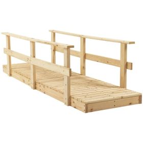 7 ft. Wooden Garden Bridge with Hand Rails in Natural Finish