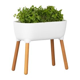 White Scandinavian Elevated Raised Smart Drainage Planter Bed