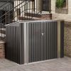 Outdoor Black Galvanized Steel Trash Can Storage Shed - Holds 2 Garbage Bins