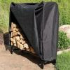 Indoor/Outdoor 4-Ft. Black Metal Firewood Rack with Cover