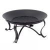 30-inch Round Steel Outdoor Fire Pit with Mesh Cover and Poker in Bronze