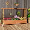 Solid Fir Wood Rectangle Raised Garden Bed with Side Trellis