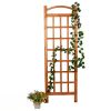 72-inch Outdoor Solid Wooden Classic Grid Garden Trellis in Brown Wood Finish