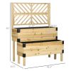 2 Tier Self Draining Natural Wood Raised Garden Bed Planter Box with Trellis