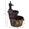 Outdoor 2-Tier Rustic Barrel Water Fountain with Submersible Pump