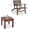 Solid Wood and Rattan 3-Piece Outdoor Patio Furniture Table Chairs Set