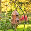 Cast Iron Metal Birdhouse with Pole and Stake in Copper Finish