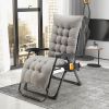 Grey Folding Zero Gravity Chair Recliner with Removable Cushion