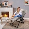 Grey Folding Zero Gravity Chair Recliner with Removable Cushion